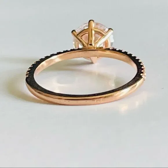 1.5CT Pave Ring Cubic Zirconia Rose Gold Plated size 7 - Picture 3 of 6